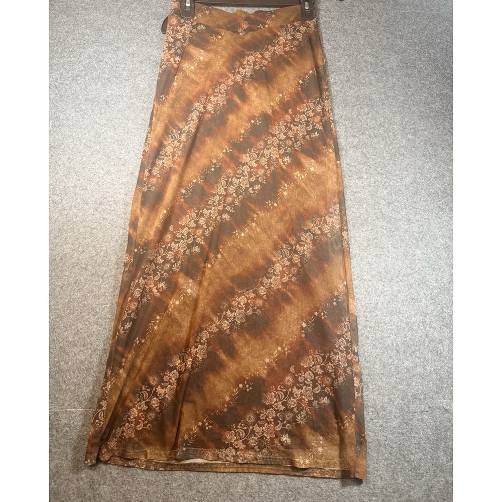 Urban Outfitters Floral Mesh Midi Skirt Brown Size XS